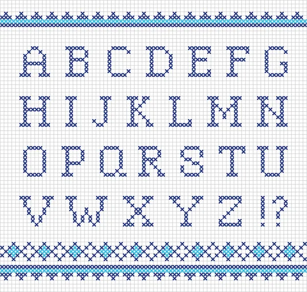 Borduren alfabet — Stockvector