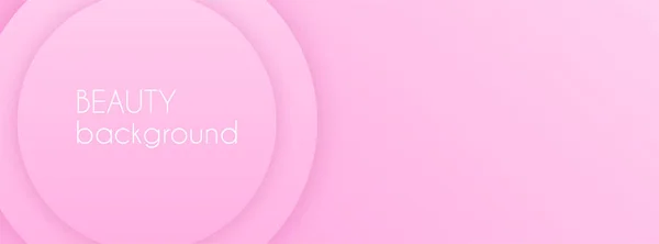 Schönheitshintergrund. Abstraktes, vektorlanges Banner, minimaler rosafarbener Hintergrund mit 3D-Kreisen und Kopierraum für Text. Facebook-Header — Stockvektor