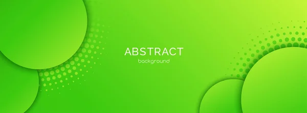 Green abstract vector long banner template. Minimal business background with circles, halftone and copy space for text. Facebook cover, header — стоковый вектор