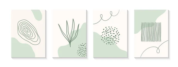 Manifesti vettoriali astratti minimalisti disegnati a mano. Immagini contemporanee parete arte creativa naturale. Arte moderna — Vettoriale Stock