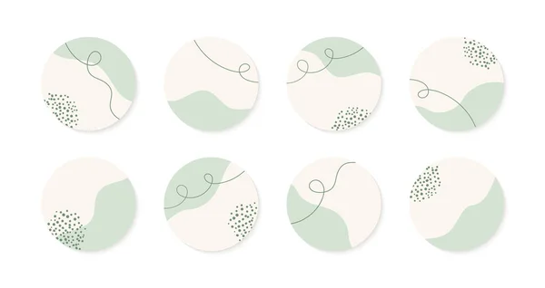 Abstract Green Highlights Story Cover Icons Instagram Minimal Circle Organic — Stockvektor