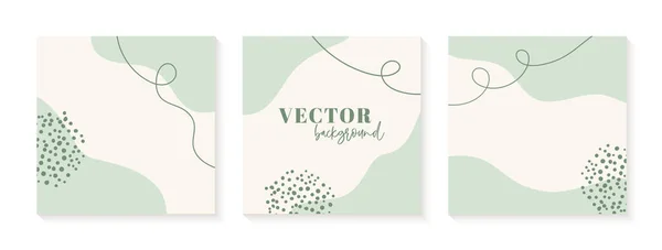 Minimalist Instagram Post Templates Green Colors Abstract Organic Shapes Vector — Stockvector