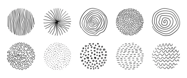 Circle Doodle Hand Drawn Textures Vector Abstract Artistic Scribbles Minimal — Stockvektor