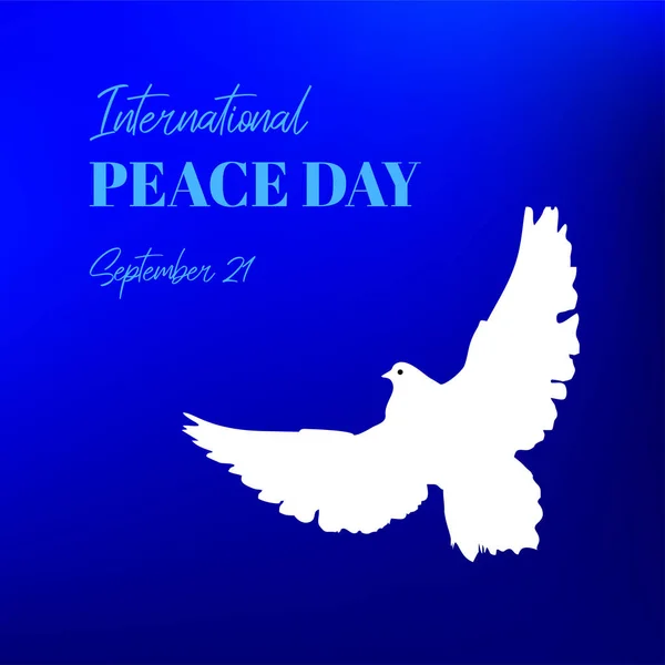 International Peace Day Vector Greeting Card White Dove September — Vettoriale Stock
