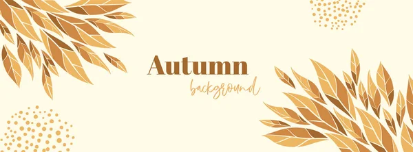 Minimal Autumn Long Banner Template Vector Floral Background Autumn Leaves — Vettoriale Stock
