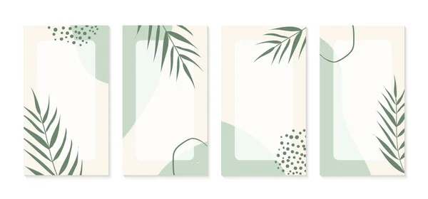 Instagram Stories Vorlagen Mit Organischen Formen Palmblättern Und Kopierfläche Für — Stockvektor