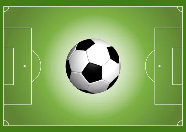 Fotbollsplan med boll — Stockfoto