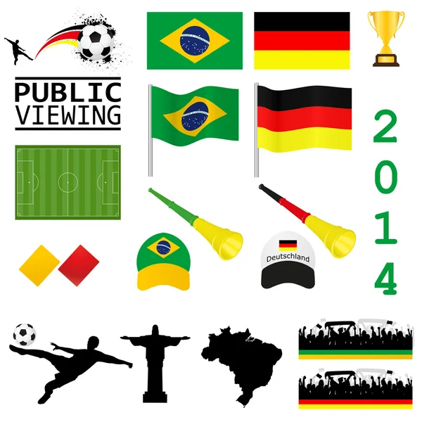 Voetbal instellen Brazilië en Duitsland — Stockvector