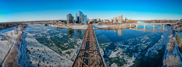 Vue Aérienne Par Drone De La Ville De Saskatoon, Saskatchewan, Canada — Photo