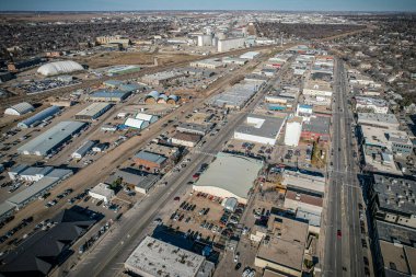Saskatchewan, Kanada 'daki Saskatoon şehrinin hava aracı görüntüsü
