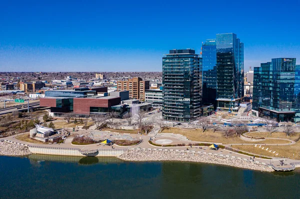 LuchtDrone View van de stad Saskatoon in Saskatchewan, Canada — Stockfoto