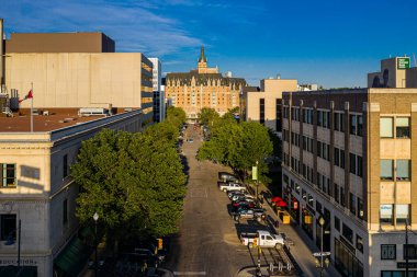 Saskatoon, Saskatchewan, Kanada şehir merkezinin hava manzarası