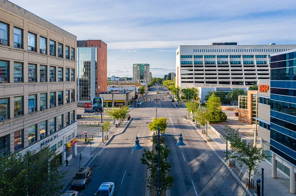 Saskatoon, Saskatchewan, Kanada şehir merkezinin hava manzarası