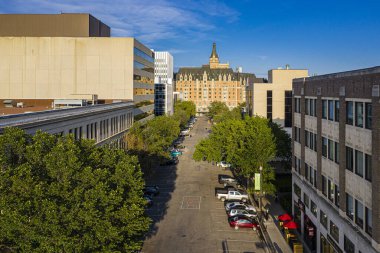 Saskatoon, Saskatchewan, Kanada şehir merkezinin hava manzarası