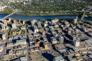 Saskatoon, Saskatchewan, Kanada şehir merkezinin hava manzarası