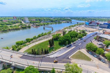 Saskatoon, Saskatchewan, Kanada şehir merkezinin hava manzarası