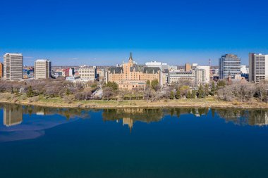 Saskatoon, Saskatchewan, Kanada şehir merkezinin hava manzarası