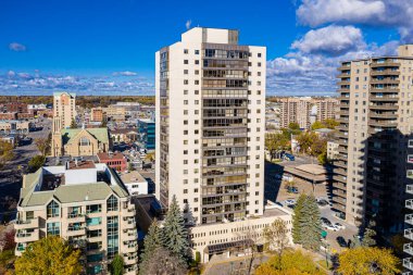 Saskatoon, Saskatchewan, Kanada şehir merkezinin hava manzarası