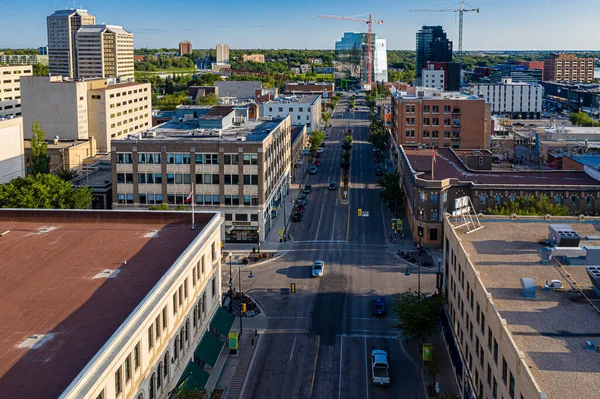 Aerial view of the downtown area of Saskatoon, Saskatchewan, Canada — Stockfoto