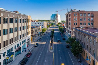 Saskatoon, Saskatchewan, Kanada şehir merkezinin hava manzarası