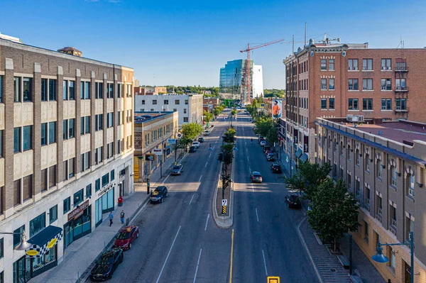 Letecký pohled na centrum Saskatoon, Saskatchewan, Kanada — Stock fotografie