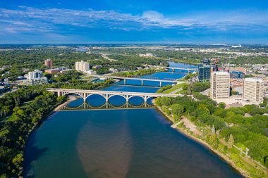 Saskatoon, Saskatchewan, Kanada şehir merkezinin hava manzarası