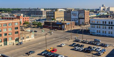 Saskatoon, Saskatchewan, Kanada şehir merkezinin hava manzarası