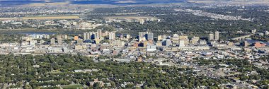 Saskatoon, Saskatchewan, Kanada şehir merkezinin hava manzarası
