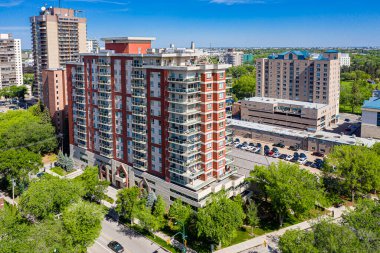 Saskatoon, Saskatchewan, Kanada şehir merkezinin hava manzarası