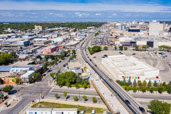 Veduta aerea del centro di Saskatoon, Saskatchewan, Canada — Foto Stock