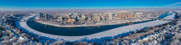 Letecký pohled na Saskatoon v Kanadě — Stock fotografie