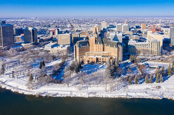 Aerial view of Saskatoon in Canada — Stock Photo, Image