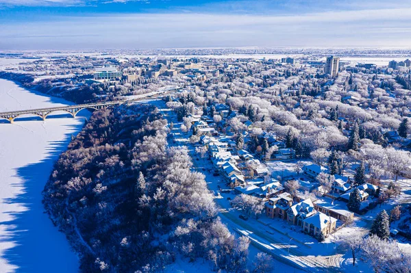 Aerial view of Saskatoon in Canada — Stock Photo, Image