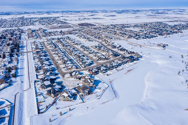 Aerial view of Warman, Saskatchewan on the Canadian Prairies — Stock Photo, Image