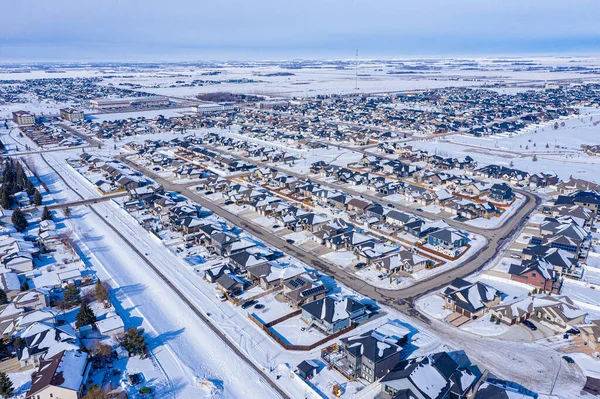Flygfoto av Warman, Saskatchewan på de kanadensiska prärierna — Stockfoto
