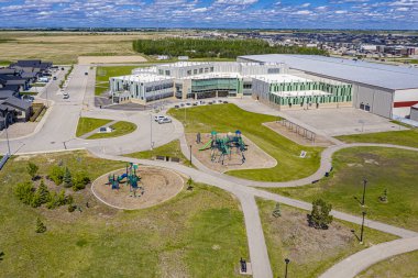 Warman ve Saskatchewan 'ın Kanada bozkırlarındaki hava manzarası