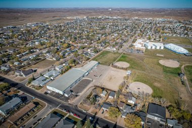 Saskatchewan 'ın merkezindeki Martensville' in hava manzarası