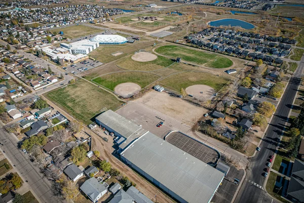 Vue aérienne de Martensville dans le centre de la Saskatchewan — Photo