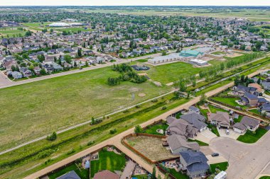 Saskatchewan 'ın merkezindeki Martensville' in hava manzarası