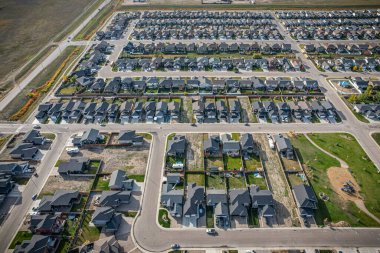 Saskatchewan 'ın merkezindeki Martensville' in hava manzarası