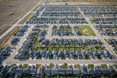 Saskatchewan 'ın merkezindeki Martensville' in hava manzarası