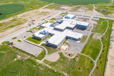 Warman ve Saskatchewan 'ın Kanada bozkırlarındaki hava manzarası