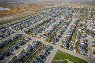 Saskatchewan 'ın merkezindeki Martensville' in hava manzarası
