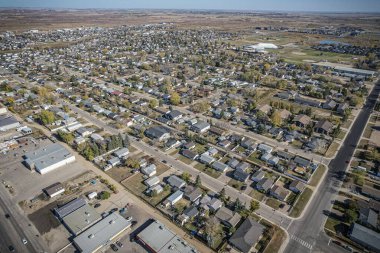 Saskatchewan 'ın merkezindeki Martensville' in hava manzarası