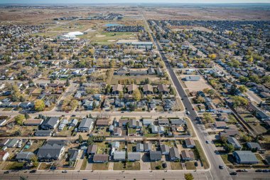 Saskatchewan 'ın merkezindeki Martensville' in hava manzarası