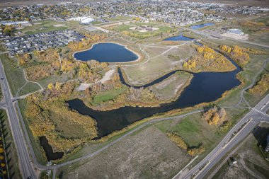 Saskatchewan 'ın merkezindeki Martensville' in hava manzarası