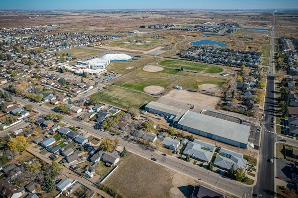 Saskatchewan 'ın merkezindeki Martensville' in hava manzarası