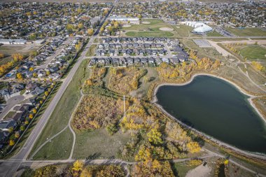 Saskatchewan 'ın merkezindeki Martensville' in hava manzarası