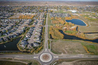 Saskatchewan 'ın merkezindeki Martensville' in hava manzarası