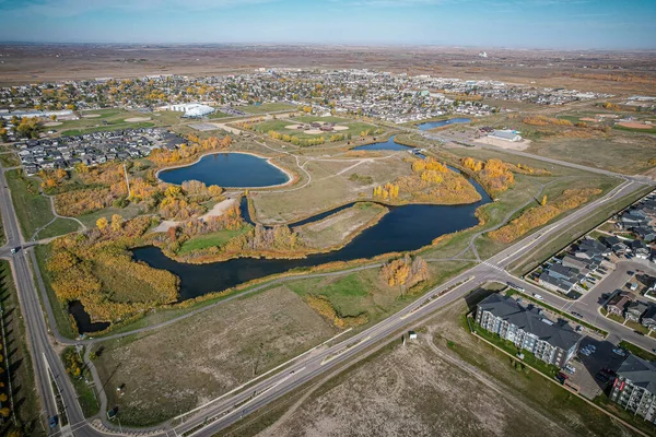 Saskatchewan 'ın merkezindeki Martensville' in hava manzarası